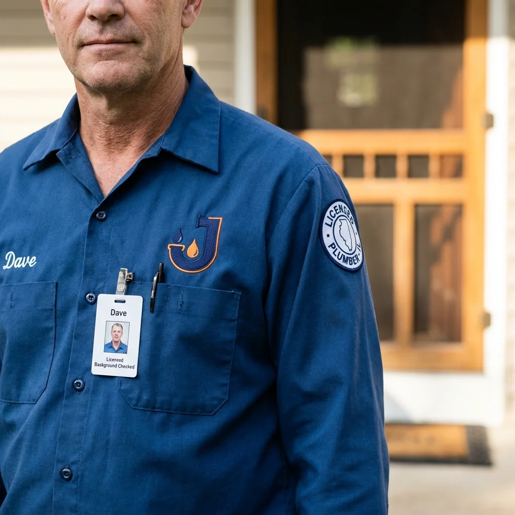 Licensed plumber showing ID badge in Stillman Valley, IL