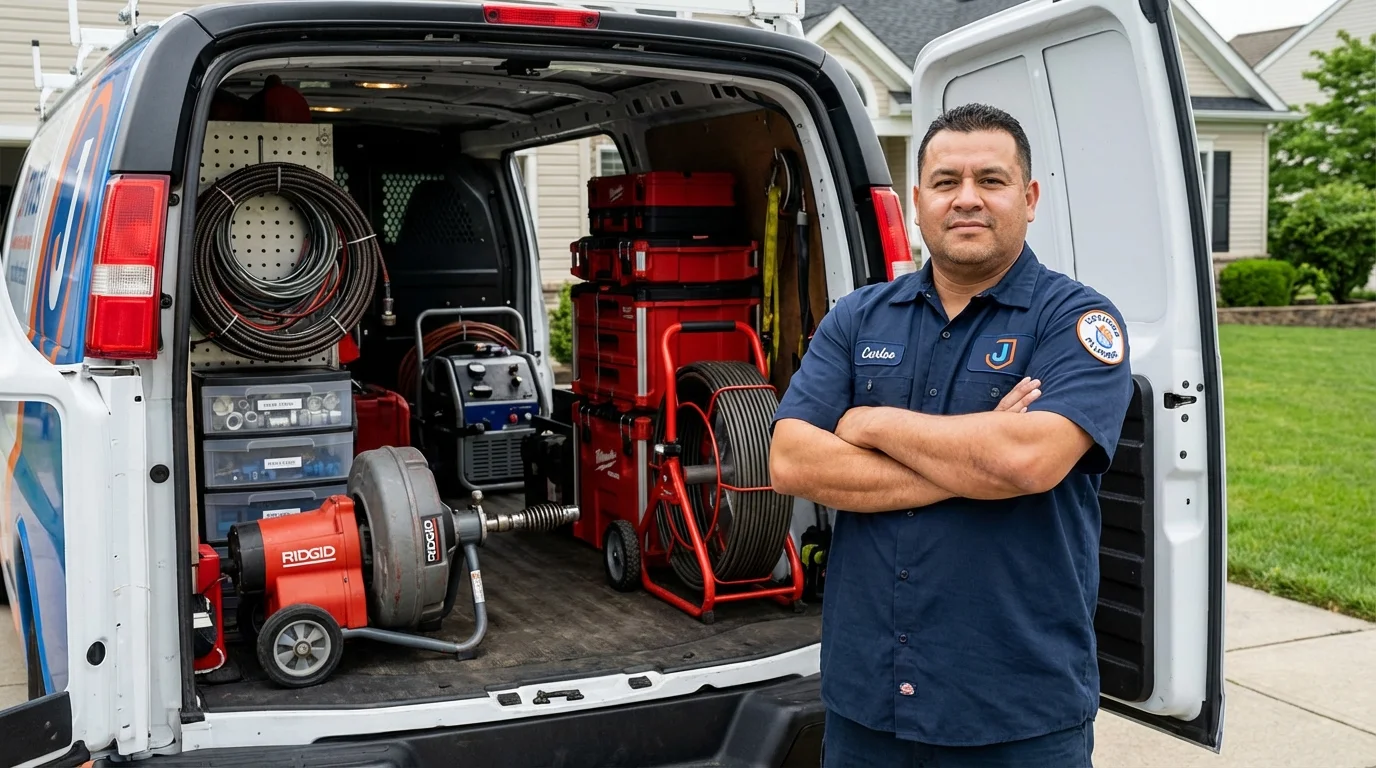 Professional drain cleaning equipment and Johns Plumbing LLC plumber in Stillman Valley