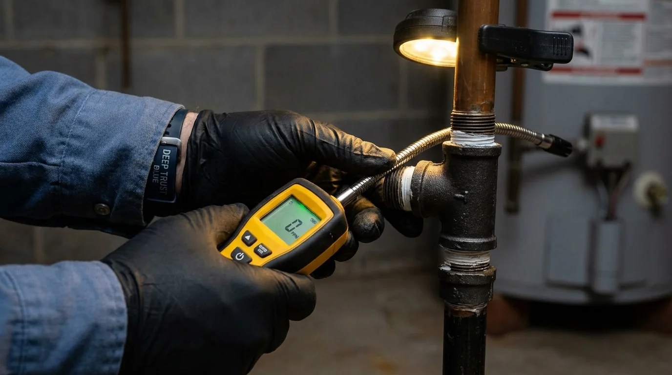 Gas leak detection with electronic sniffer by Johns Plumbing LLC in Stillman Valley
