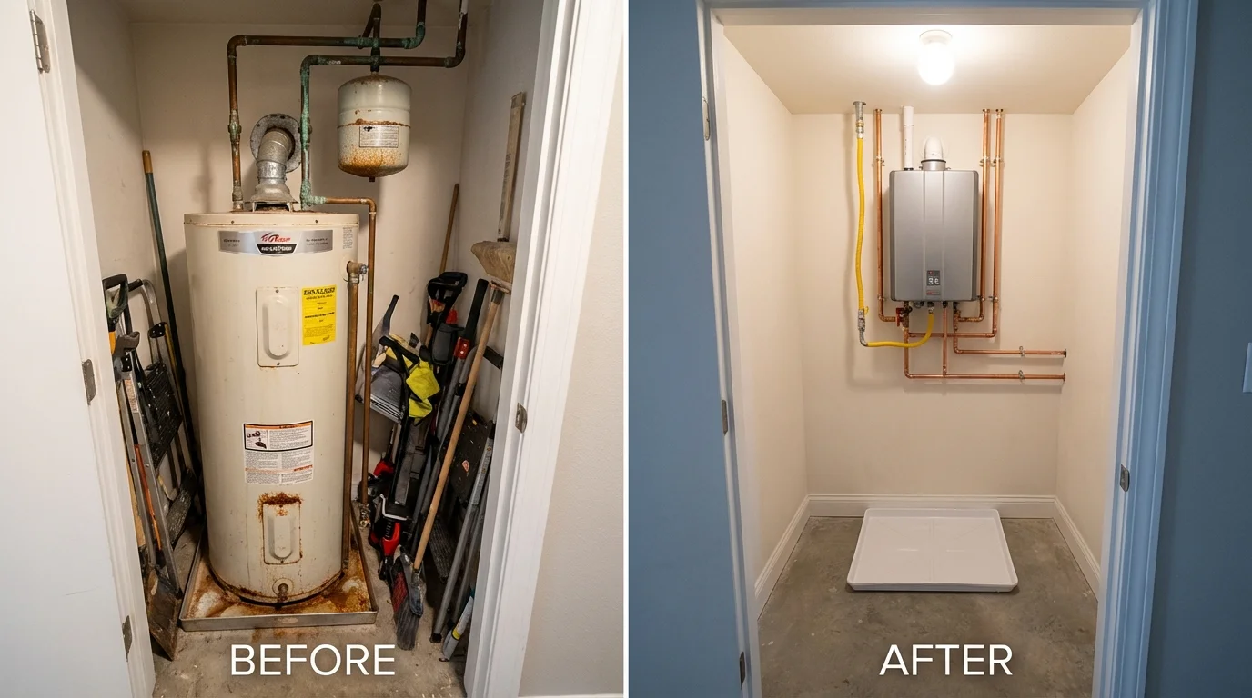 Tank water heater versus wall-mounted tankless unit comparison for Stillman Valley, IL homeowners
