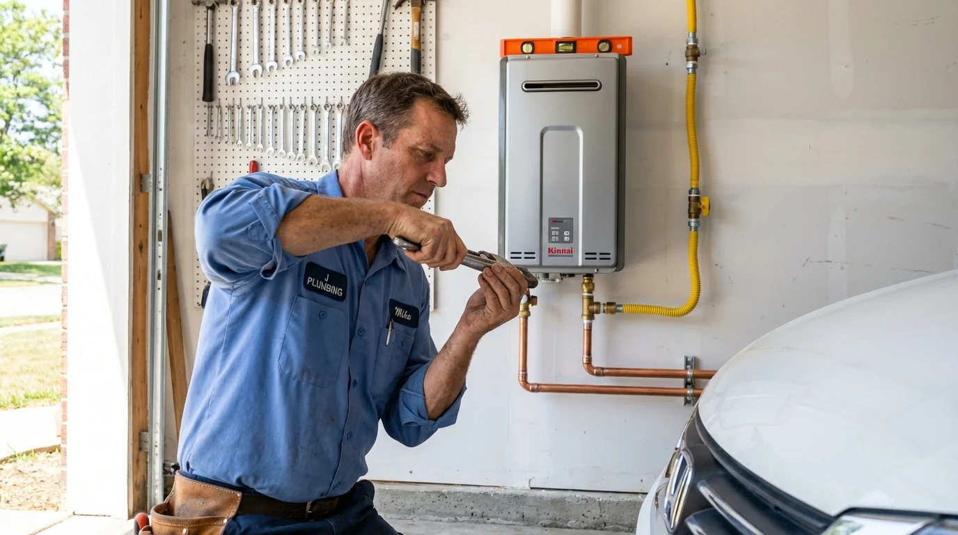 Tankless water heater installation by a Johns Plumbing LLC plumber in Stillman Valley